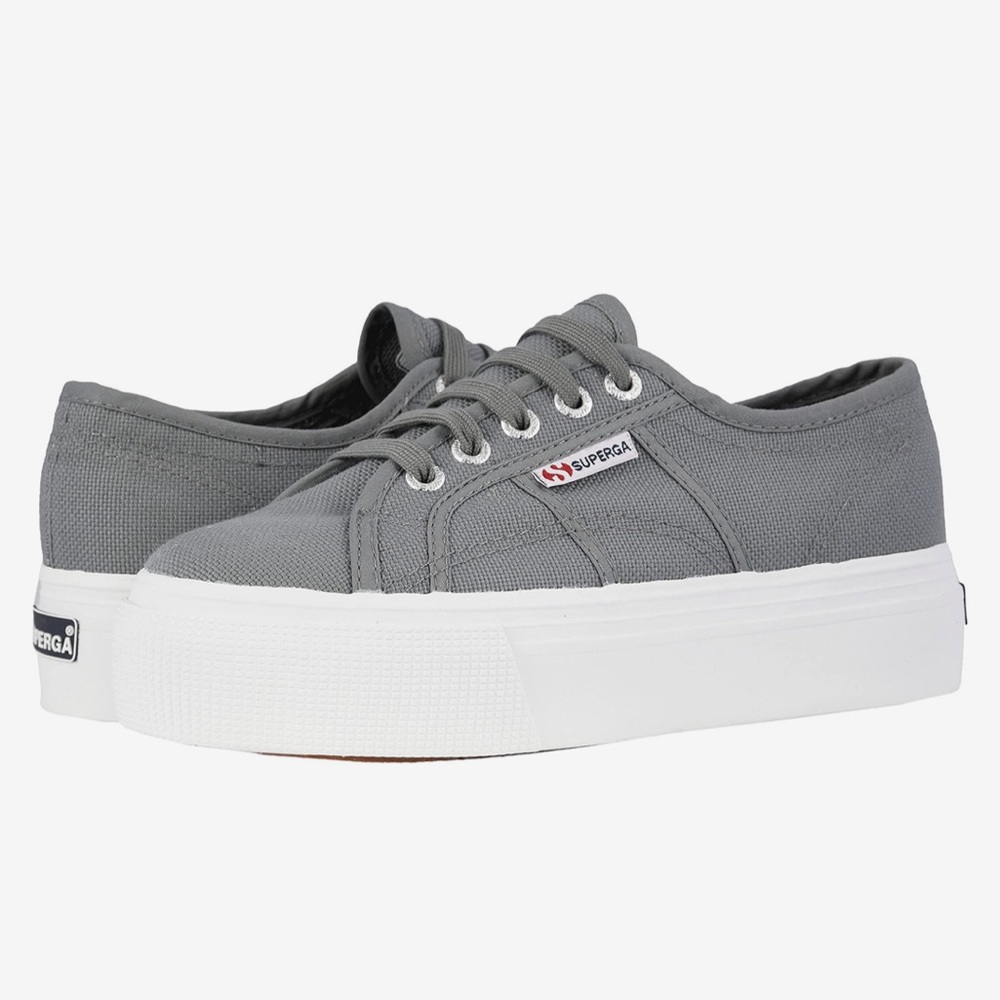 Superga platform grey canvas sneakers